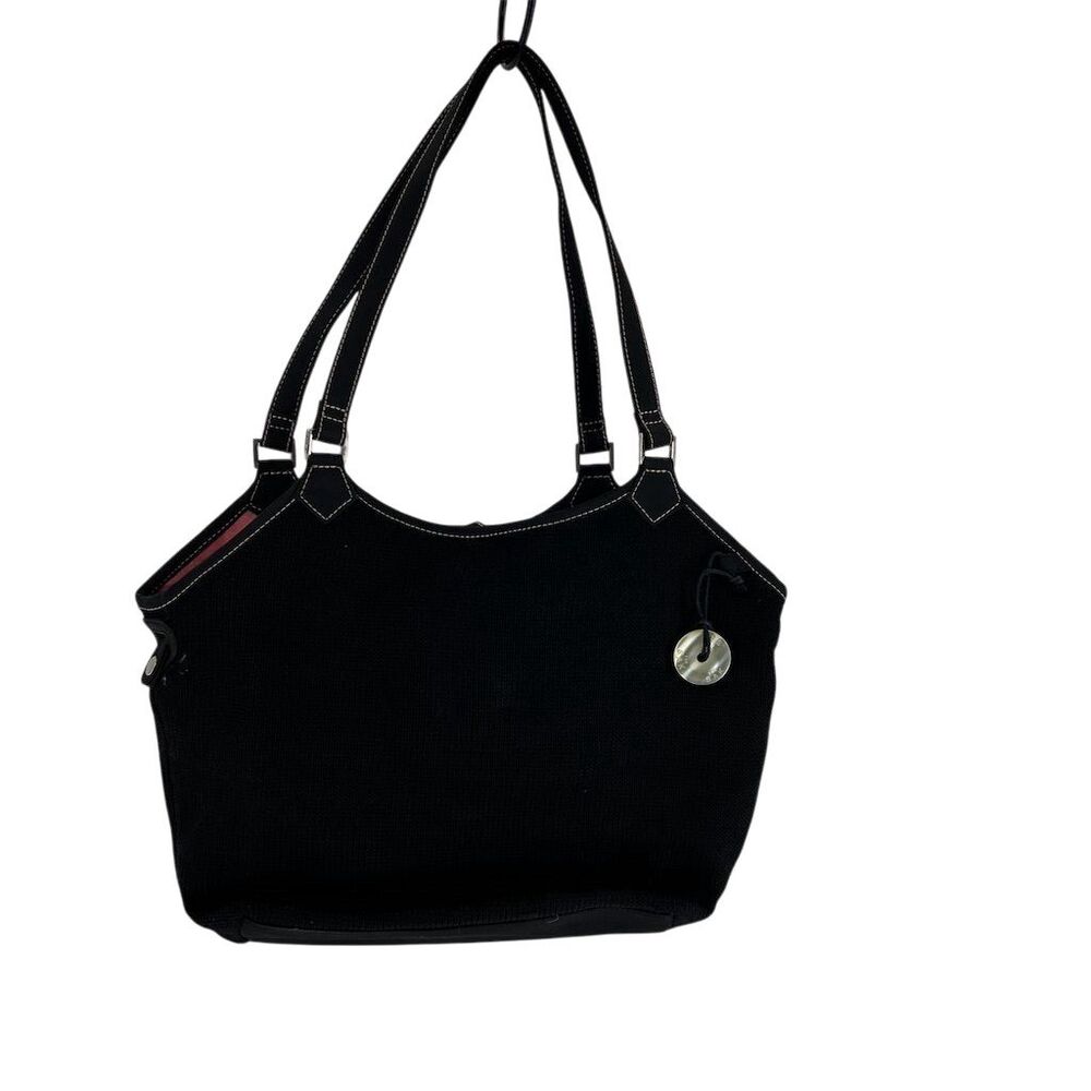 The Sak Women's Black Microfiber Shoulder Bag Medium Crocheted